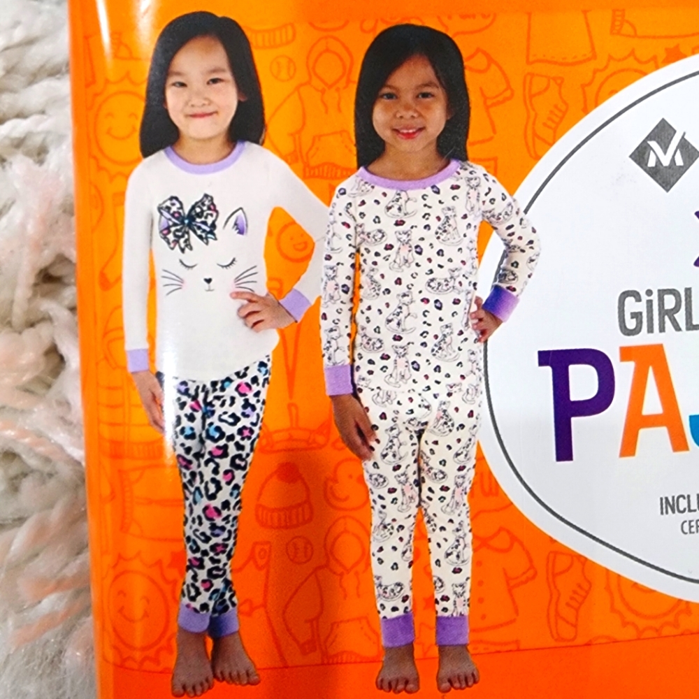 🆕️ 💜 Size 7, two pk of Girls Pajamas kitty cat